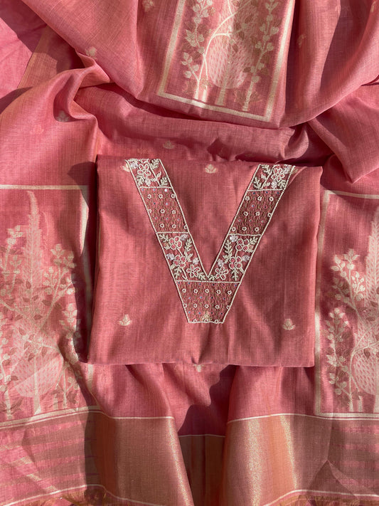 Banarsi Embroidered Khadi Chanderi
