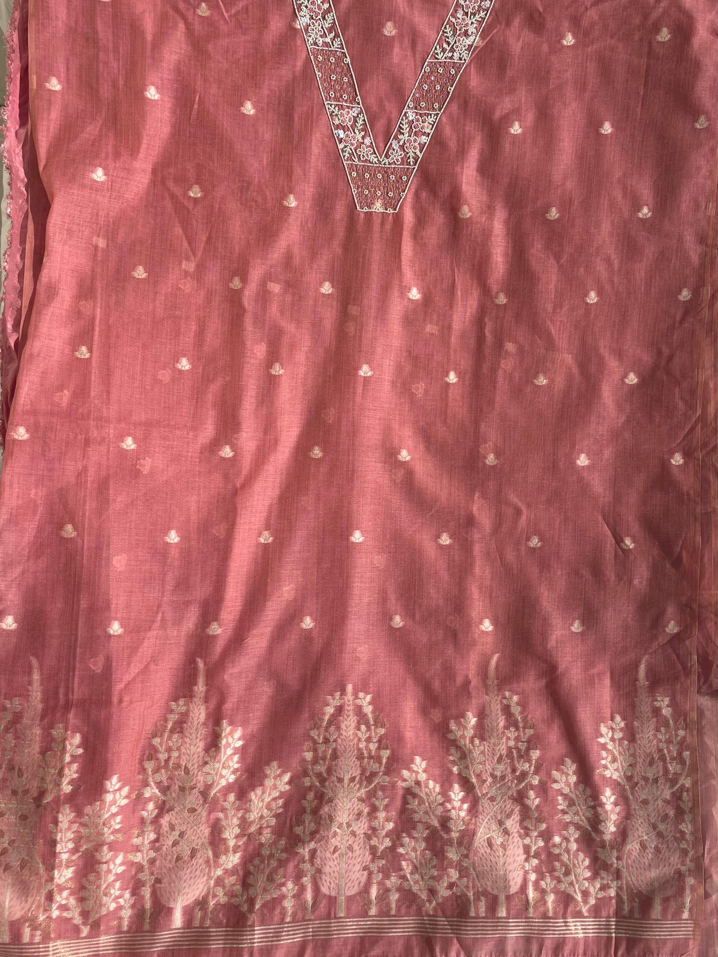 Banarsi Embroidered Khadi Chanderi