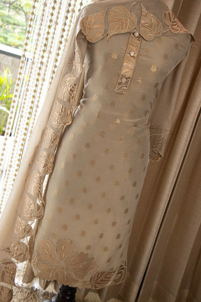TISSUE BANARSI LEATHER APPLIQUE SUITE