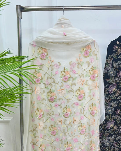 EXQUISITE PARSI GARA RESHAM PURE GEORGETTE