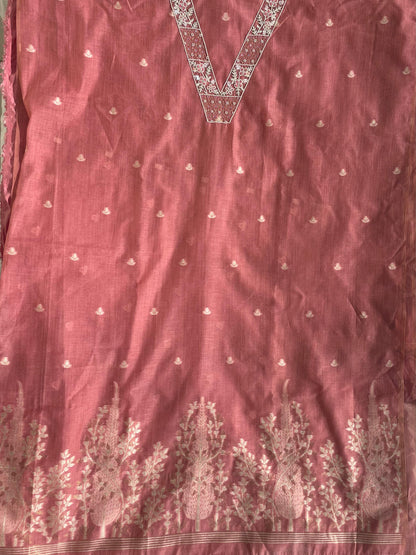 Banarsi Embroidered Khadi Chanderi