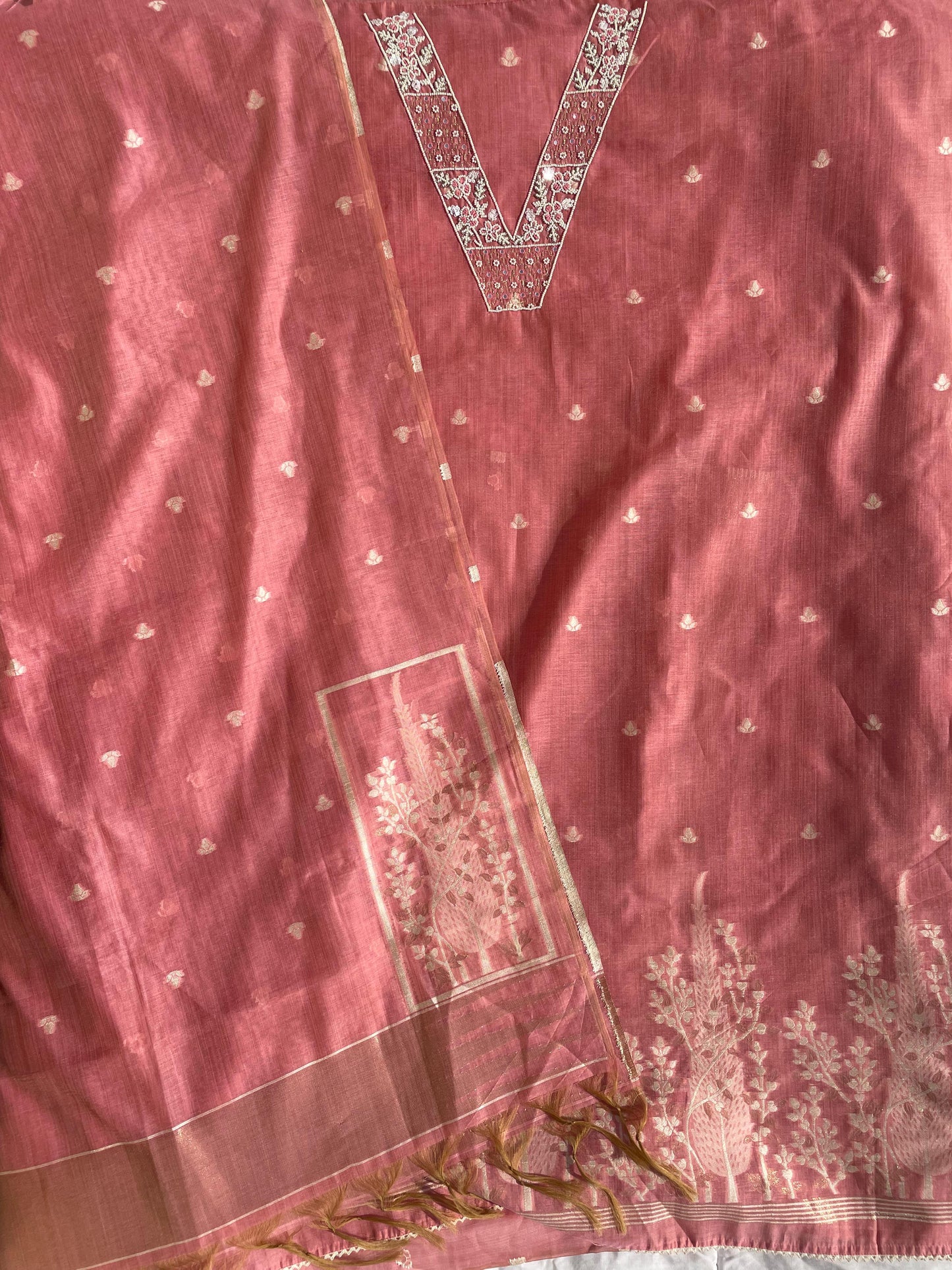 Banarsi Embroidered Khadi Chanderi