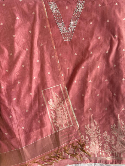 Banarsi Embroidered Khadi Chanderi